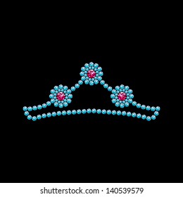 Crown of gems on black background.