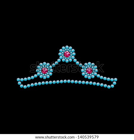 Crown of gems on black background.