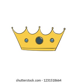 crown with gems . A symbol of authority. Headpiece of the King. Icon denoting success and insignia. Gold crown