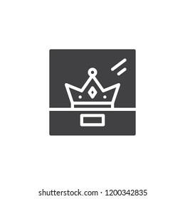 Crown and glass showcase vector icon. filled flat sign for mobile concept and web design. Museum exhibit simple solid icon. Symbol, logo illustration. Pixel perfect vector graphics