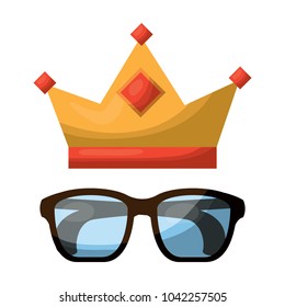 crown and glasses retro trend elements