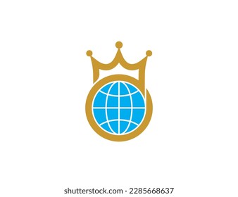 Crown Global Web icon Logo Concept sign symbol Element Design. Globe, Earth Logotype. Vector illustration template