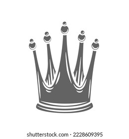Crown glyph icon vector illustration. Silhouette of simple diadem or heraldic tiara on head of medieval king or queen, crown hat for prince or princess, royal emblem of heraldry and aristocracy
