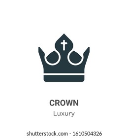 Crown glyph icon vector on white background. Flat vector crown icon symbol sign from modern luxury collection for mobile concept and web apps design.