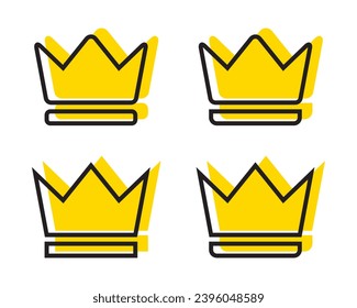 Crown gold color icon vector with line. Premium VIP symbol