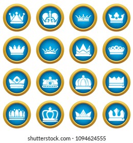 Crown gold icons set. Simple illustration of 16 crown gold vector icons for web
