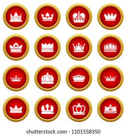Crown gold icons set. Simple illustration of 16 crown gold vector icons for web