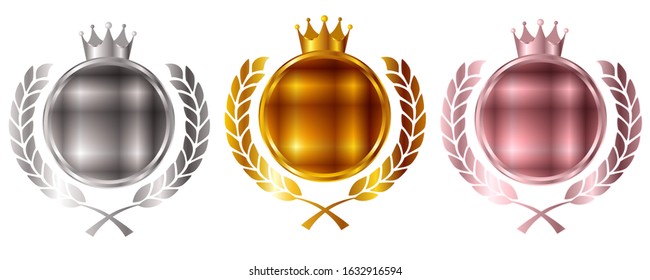 Crown gold medal light icon