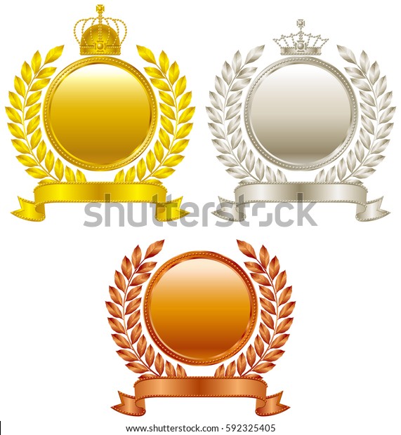Crown Gold Medal Silver Medal Bronze Stock Vector (Royalty Free) 592325405