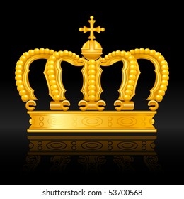 Crown gold on black, vector