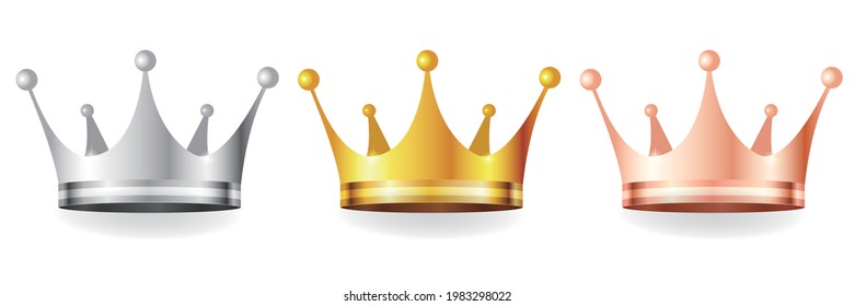 Crown gold silver bronze icon 