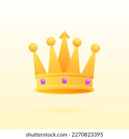 Crown golden Game Vektorsymbol für Anführer oder Gewinner König oder Monarch, Königin oder Prinzessin Tiara, Prinz-Kopfzeile 3D Classic heraldisches imperiales Zeichen. Vintage oder alter Schmuck, Monarchie-Thema EPS