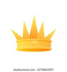 Crown golden Game Vektorsymbol für Anführer oder Gewinner König oder Monarch, Königin oder Prinzessin Tiara, Prinz-Kopfzeile 3D Classic heraldisches imperiales Zeichen. Vintage oder alter Schmuck, Monarchie-Thema EPS