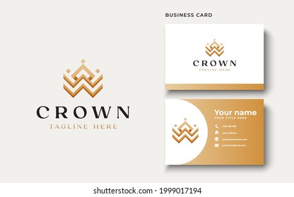 Crown Golden Gradient Color Monogram Logo Template Vector Illustration In Isolated White Background