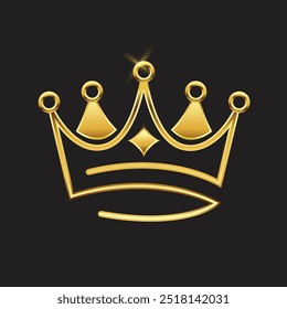 Crown golden. A golden shiny crown shimmers on a black background.