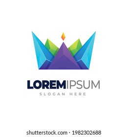 Crown gradient logo. Colorful crown logo template