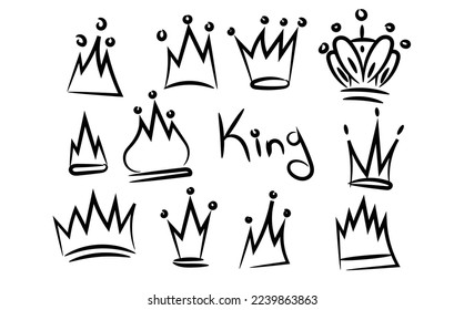 Crown graffiti logo icon. Black element isolated on white background. Vector illustration.