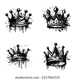 Crown graffiti logo icon black element Vector illustration