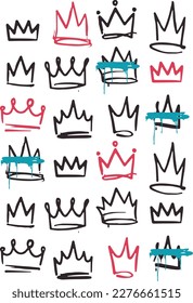 Crown Graffiti Seamless Pattern for girl