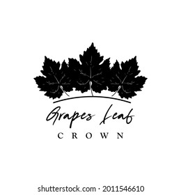 Crown grapes leaf logo template and symbol vector icon illustration design