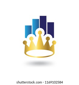 Crown with graph logo icon vector