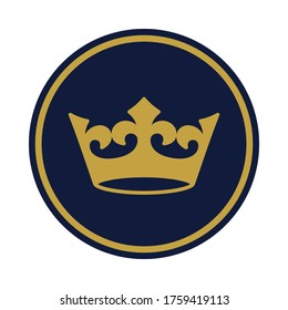 Crown graphic icon. Crown sign in the circle isolated on white background. Royal symbol. Vector illustration