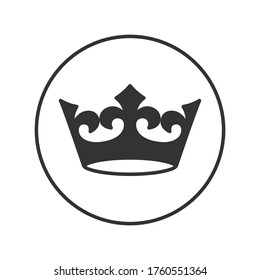 Crown graphic icon. Crown sign in the circle isolated on white background. Royal symbol. Vector illustration