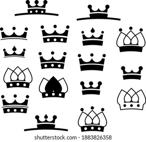 Crown graphic   silhouette icons set