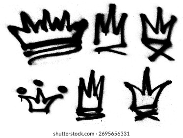 Crown Grunge Spray Paint Stroke Vector Set