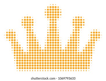 Crown halftone vector icon. Illustration style is dotted iconic Crown icon symbol on a white background. Halftone texture is round elements.