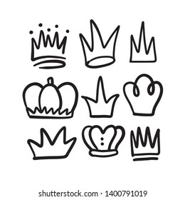 crown hand draw icon set, vector, eps 10