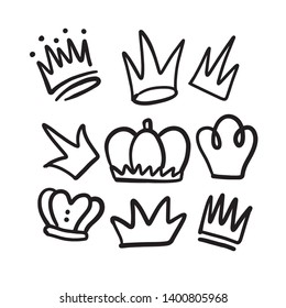 crown hand draw icon set, vector, eps 10