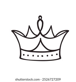 Crown hand drawn doodle line icon. Simple sketch of crown of medieval monarch, tiara of king or queen, princess and prince. Luxury royalty and kingdom symbol in doodle style vector illustration