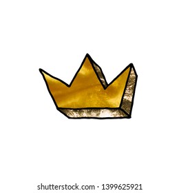 crown hand drawn in gold texture creative design vector illustration