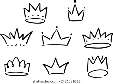 Crown hand drawn illustration set : vector