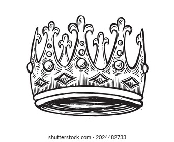 Crown hand drawn illustrations. Vector.	