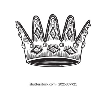 Crown hand drawn illustrations. Vector.