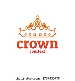 diseño del logo dibujado a mano de la corona. color de degradado