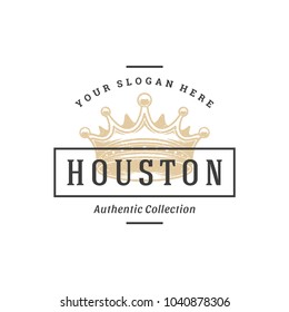 Crown hand drawn logo isolated on white background vector illustration for labels, badges, t-shirt and other design.