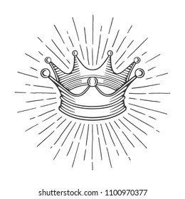 Crown. Hand drawn crown with rays illustrations set.
Luxury crown vector sketch in vintage style. 