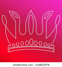 Crown hand drawn red and pink gradient material white icon minimal design