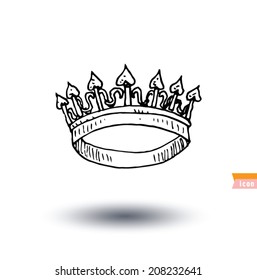 crown, hand drawn vector.