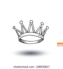 Crown, Hand Drawn Vector.