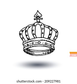 crown, hand drawn vector.