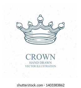 Crown. Hand drawn crown vector illustration. Part of set.