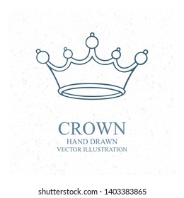 Crown. Hand drawn crown vector illustration. Part of set.