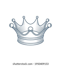 Corona. Ilustración vectorial de la corona dibujada a mano. Dibujo de la corona de estilo vintage y grabador. Parte del conjunto.