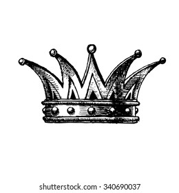 Crown. Hand drawn vector illustration.