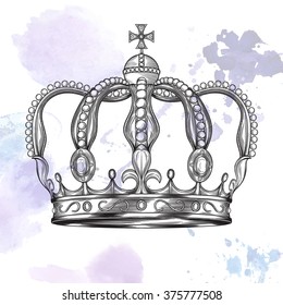 Crown. Hand drawn vector illustration.