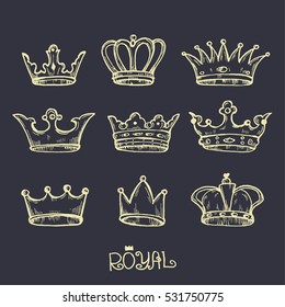 crown hand drawn. vector illustration icons